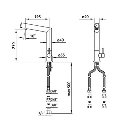 Miscelatore elettronico da cucina cromo quadro cod. 86706.7.01 a pile