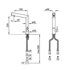 Miscelatore elettronico da cucina cromo quadro cod. 86706.7.01 a pile