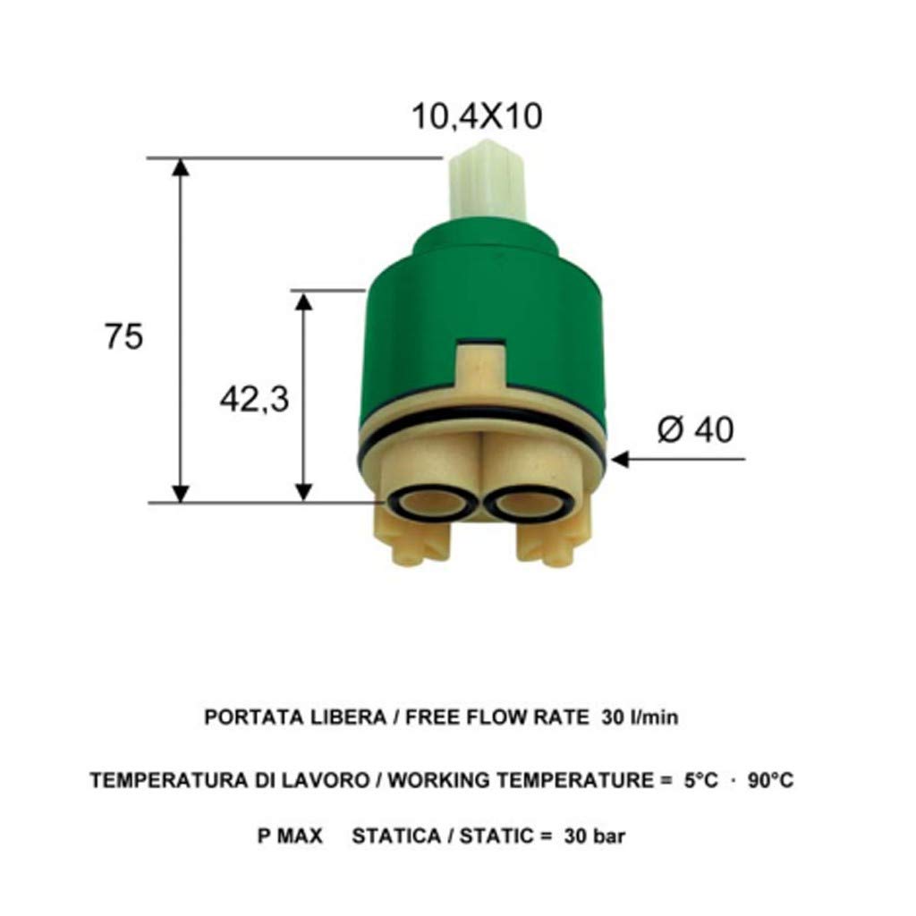Cartuccia di ricambio dischi ceramici 40 mm A810 Daniel Rubinetterie