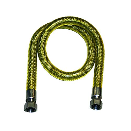 Tubo flessibile 1 metro per gas metano e gpl certificato acciaio inox ff 1/2 cucina