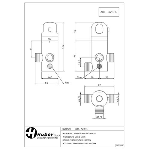 Miscelatore termostatico scaldacqua scaldabagno sottoboiler dorado 16ZT6 Huber