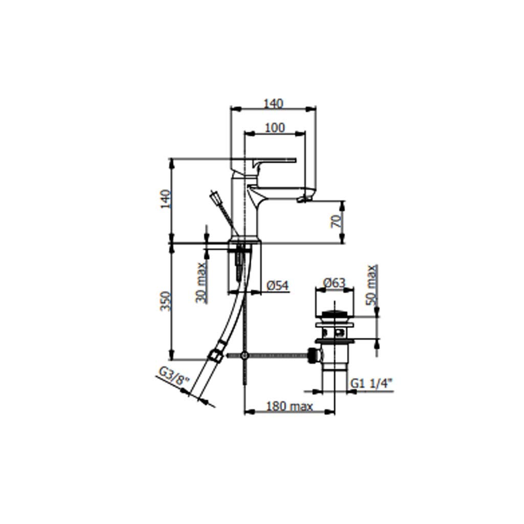 Miscelatore rubinetto monocomando lavabo serie prius art 7910 Fromac