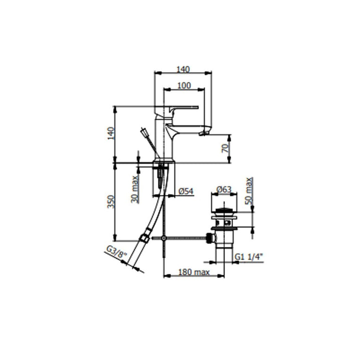Miscelatore rubinetto monocomando lavabo serie prius art 7910 Fromac