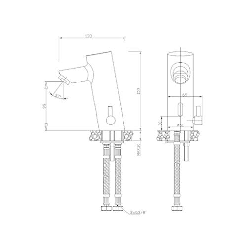 Rubinetto miscelatore con fotocellula a batterie in ottone cromato 07261M.B Nofer