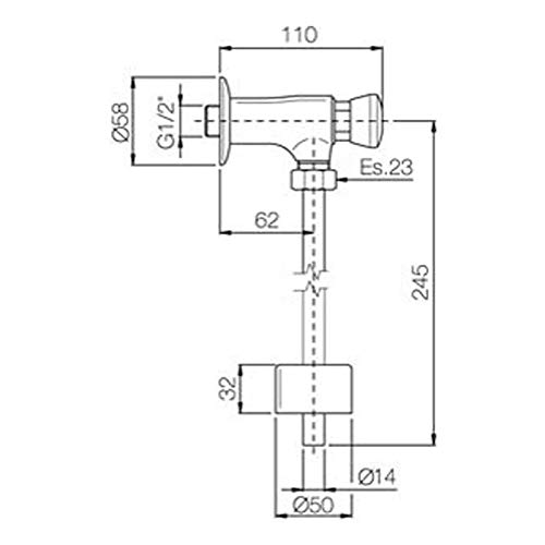 Rubinetto wc orinatoio temporizzato cromato cod. 165 Porta e Bini