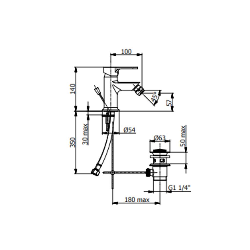Miscelatore rubinetto monocomando bidet serie prius art 7920 Fromac