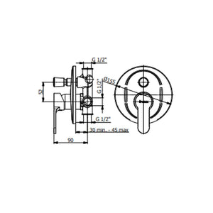 Miscelatore doccia incasso con deviatore serie prius art 7950 Fromac