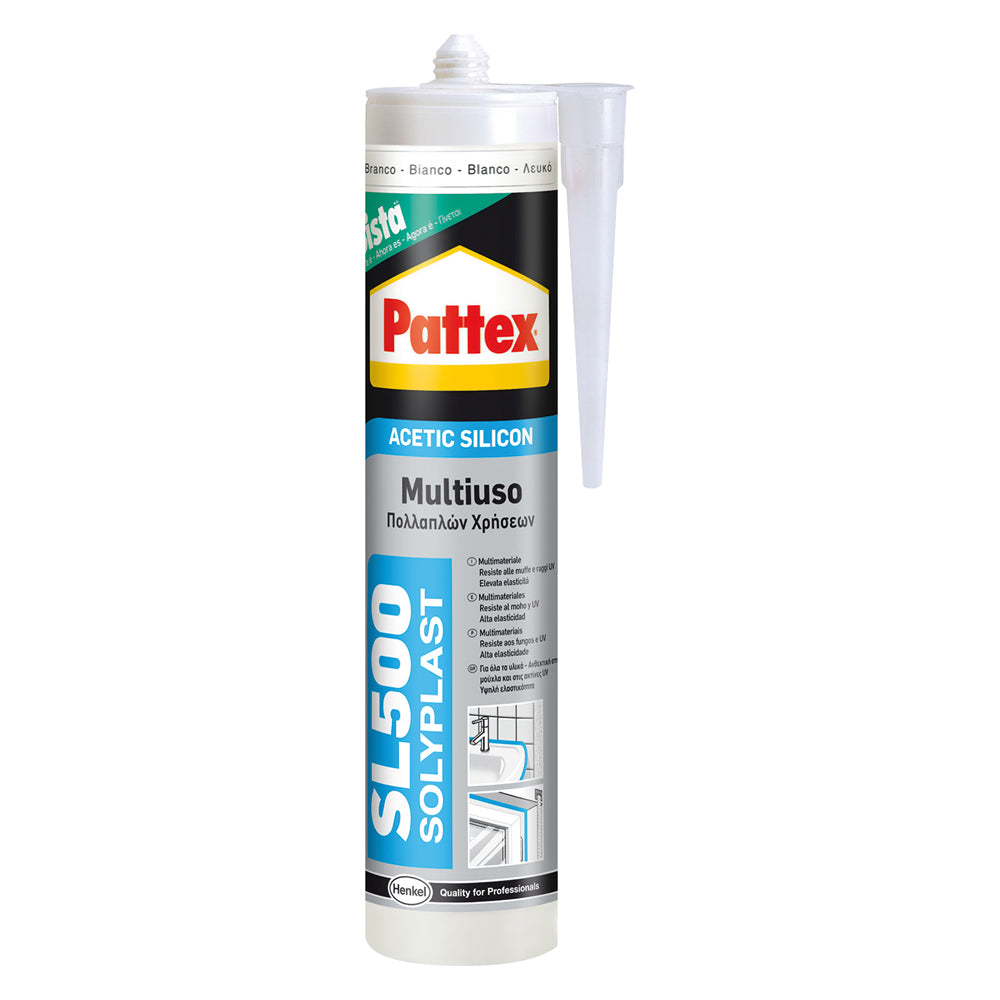SILICONE ACETICO MULTIUSO 'SOLYPLAST' grigio ml 300- 12 pezzi - PATTEX