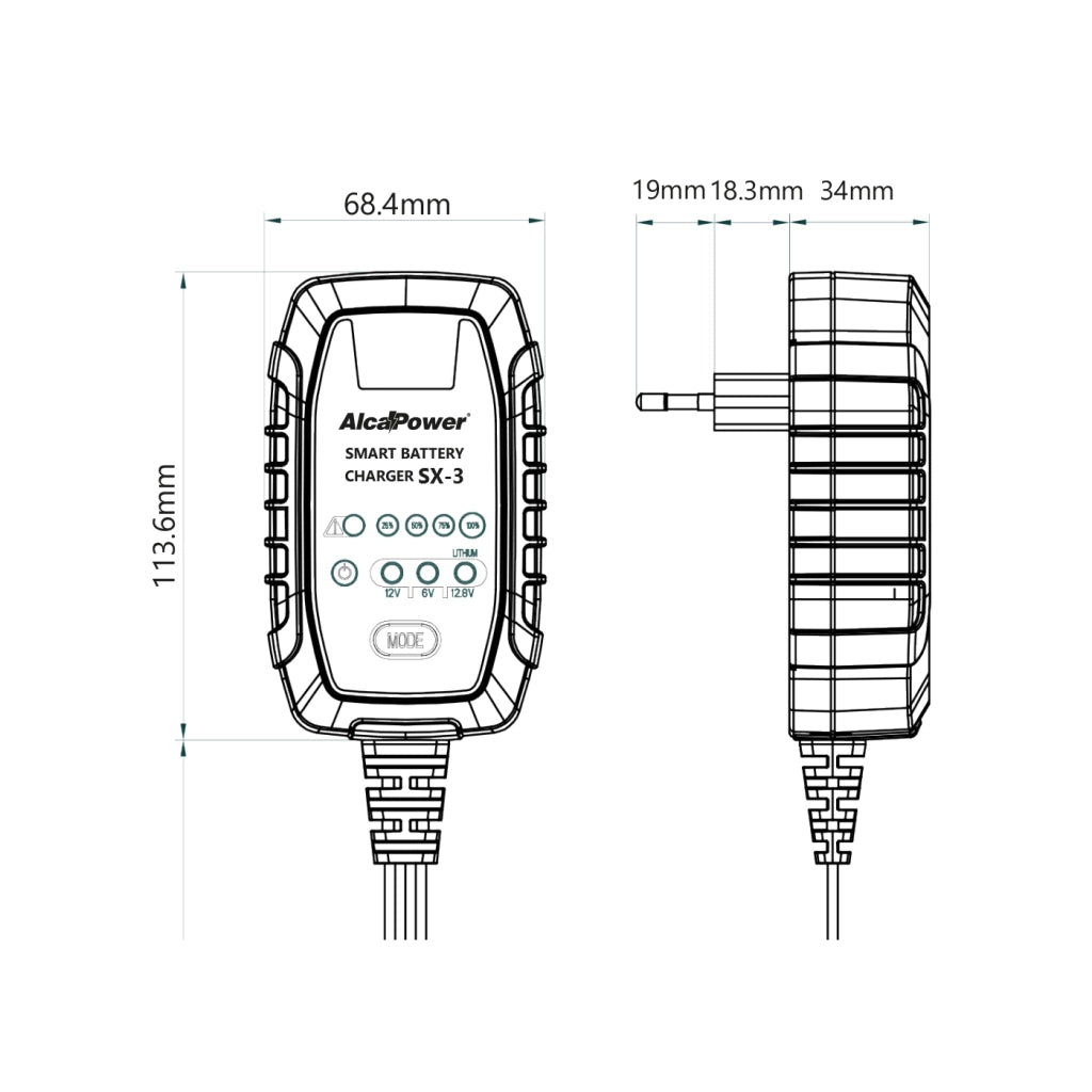 CaricaBatterie SX-3 Switching Automatico 2.5A 6V/12V 1.2-50Ah LiFePO4