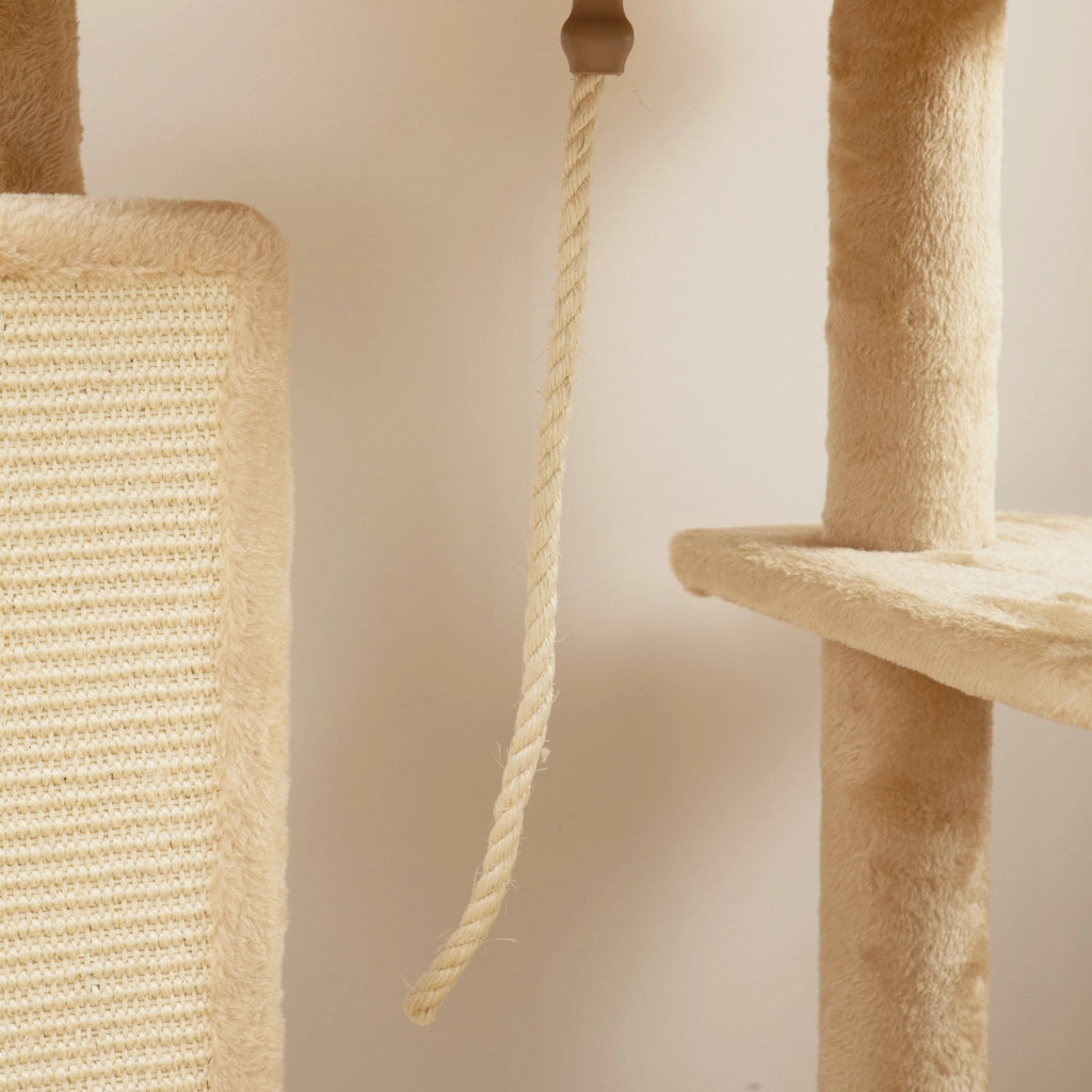 Tiragraffi per Gatti con Casetta e Lettino ¨C zephmum ¨C Beige 132 cm