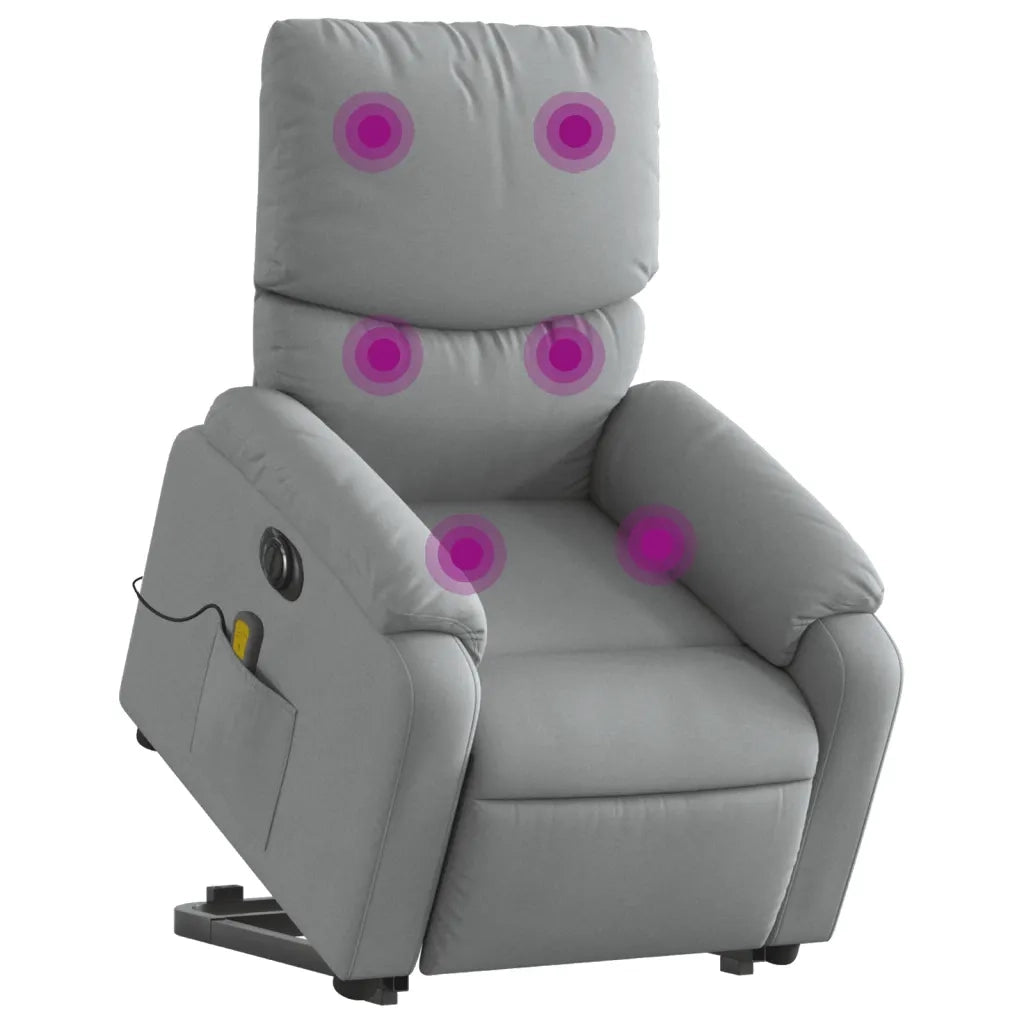 Poltrona Alzapersona Massaggi Elettrica Grigio Chiaro Tessuto 3204860