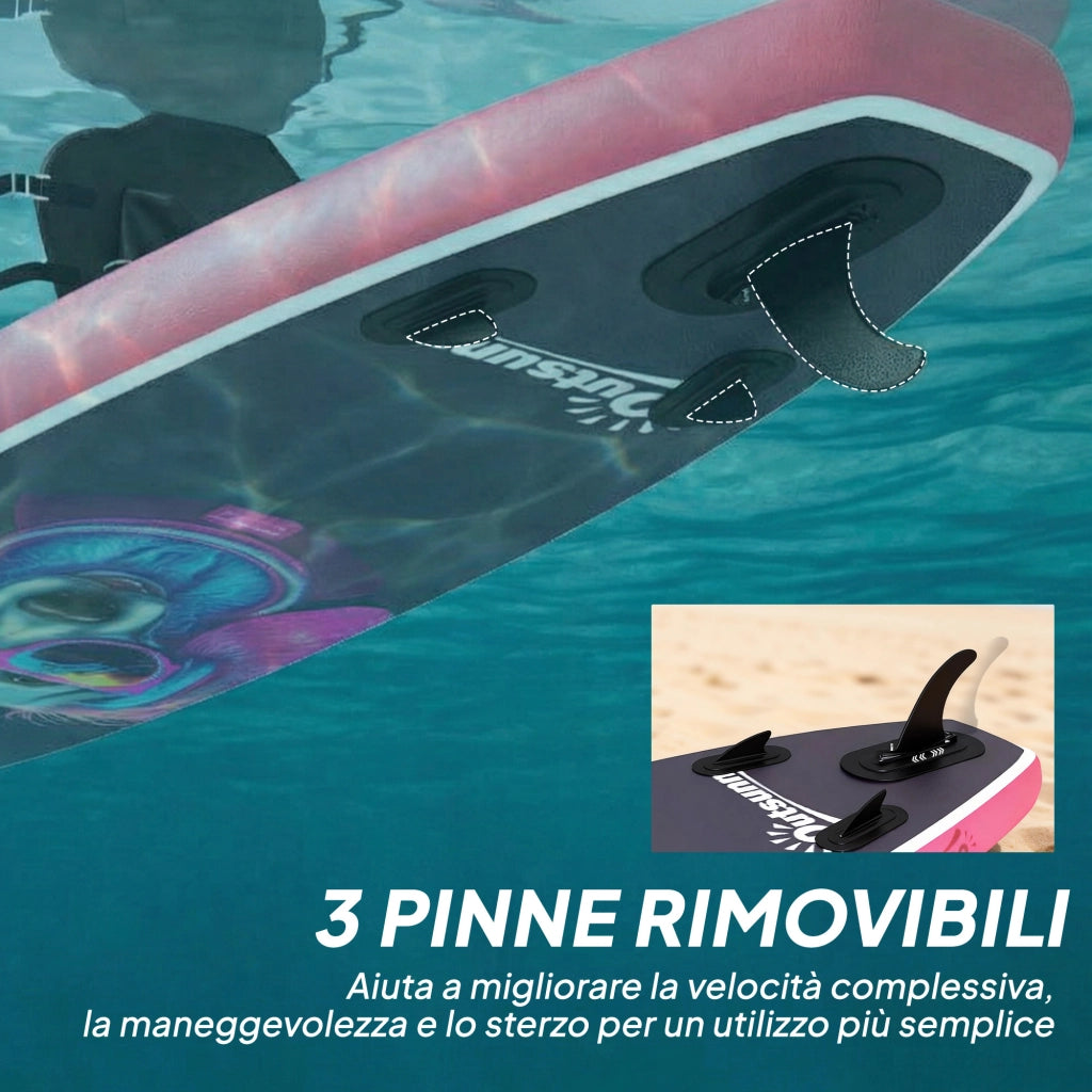 Tavola SUP Gonfiabile con Sedile e Pagaia - Xylo - 335x82x15 cm Blu Rosa