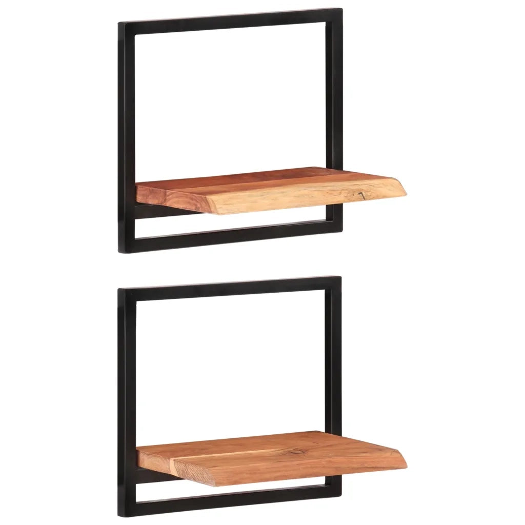 Mensole Parete 2 pz 40x24x35 cm Legno Massello Acacia e Acciaio 338460