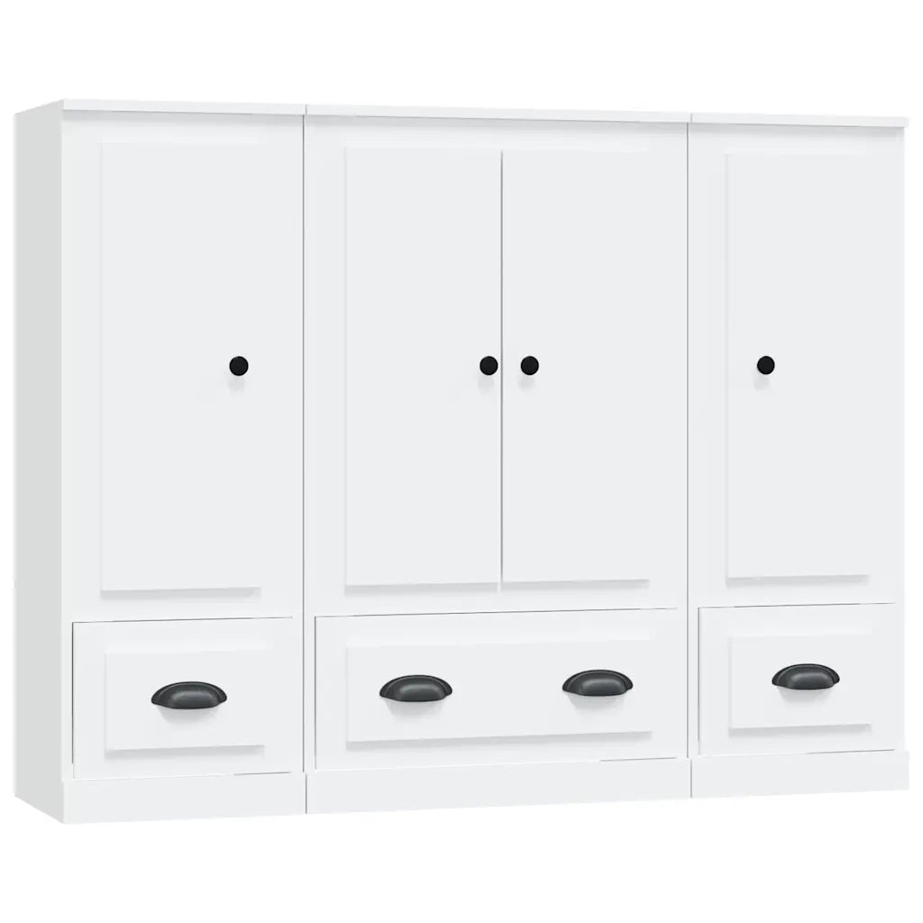 Credenze 3 pz | Madia | Buffet da pranzo | Armadio da pranzo Bianche in Legno Multistrato