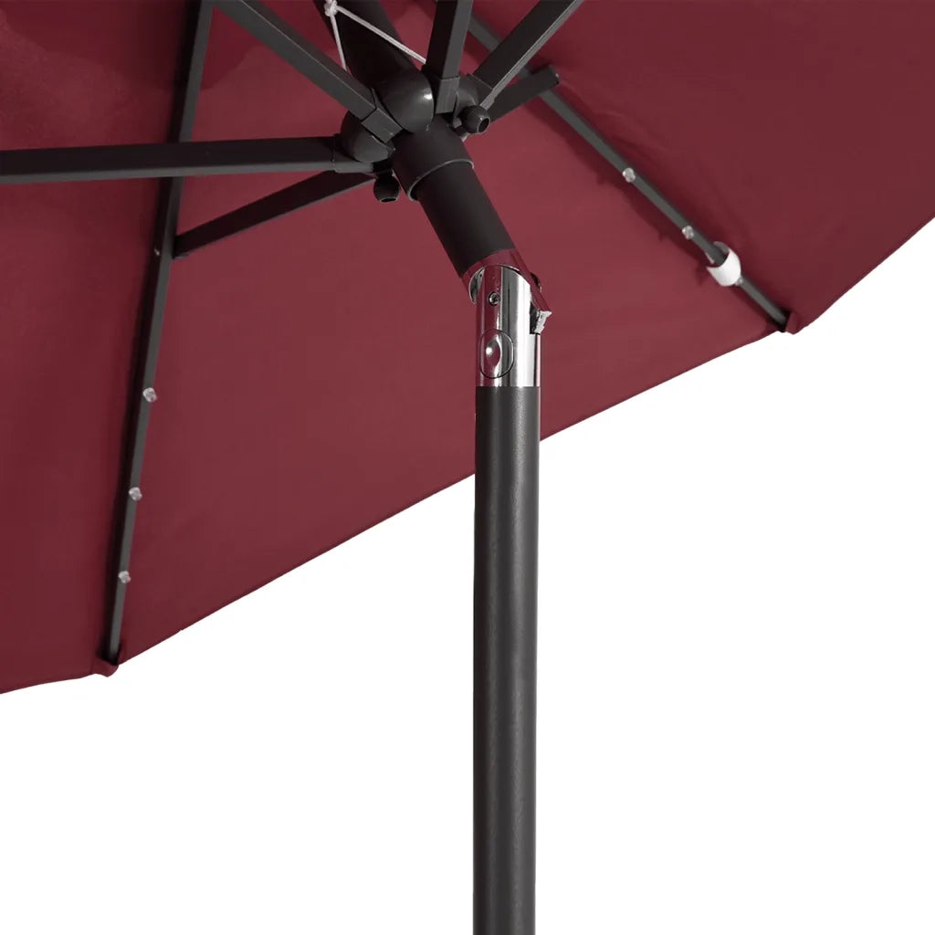 vidaXL Ombrellone Giardino LED Palo Acciaio Rosso Bordò 225x225x212 cm