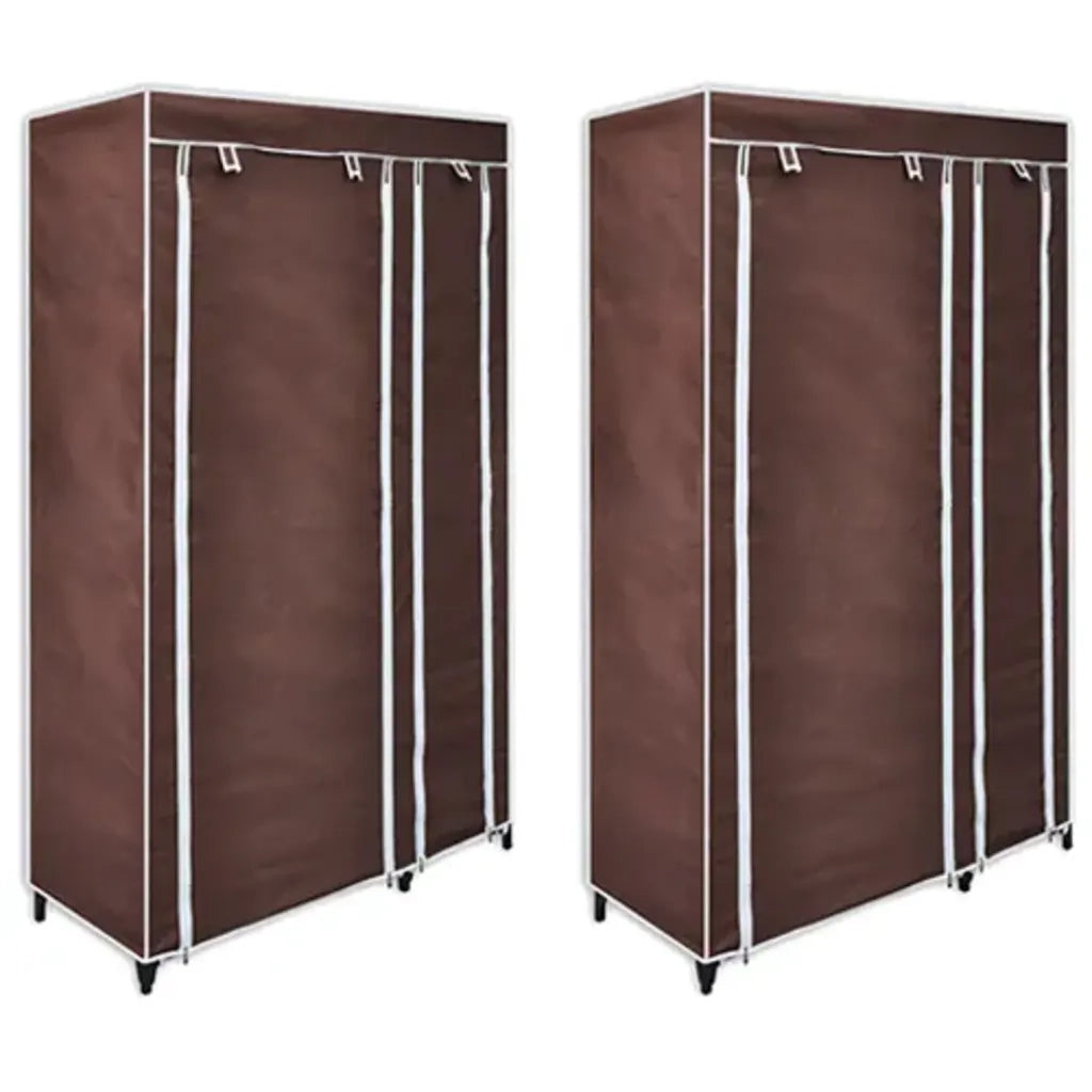 Armadio Guardaroba in Tessuto 2 pz Marrone  cod mxl 55171