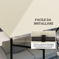 Copertura per Gazebo Pergola 298x298 cm con 8 Fori di Drenaggio in Tessuto Oxford 600D Bianco Crema