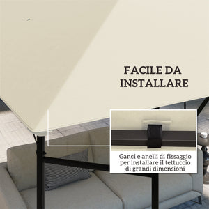 Copertura per Gazebo Pergola 298x298 cm con 8 Fori di Drenaggio in Tessuto Oxford 600D Bianco Crema