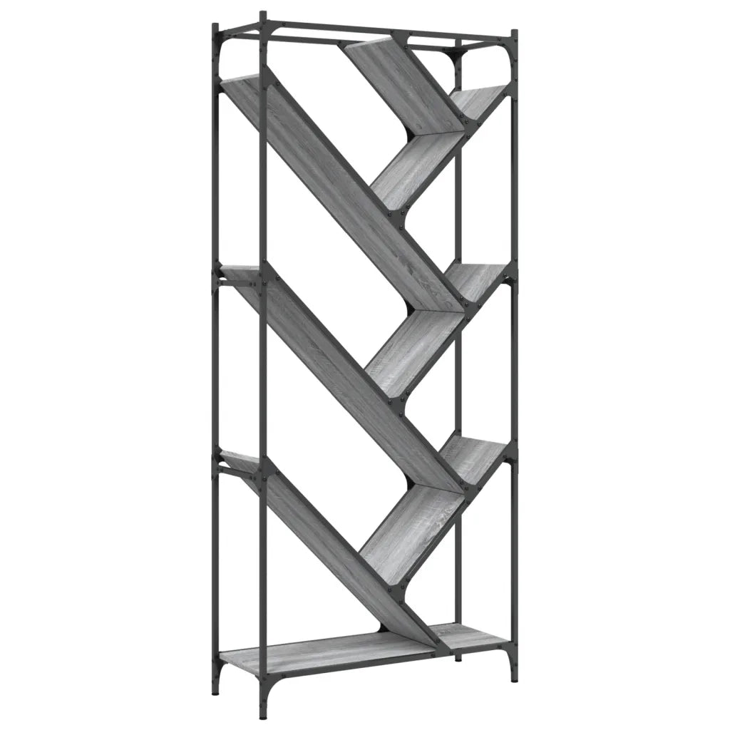 Libreria Grigio Sonoma 79x30x180cm Legno Multistrato e Metallo 845434
