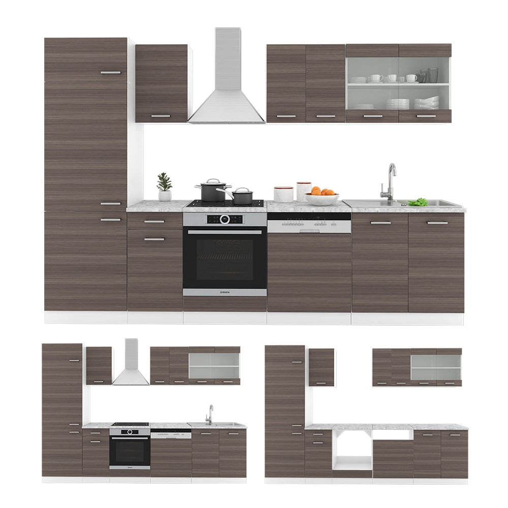 Vicco Cucina componibile Grigio prezioso/bianco 300 cm , PL Rovere