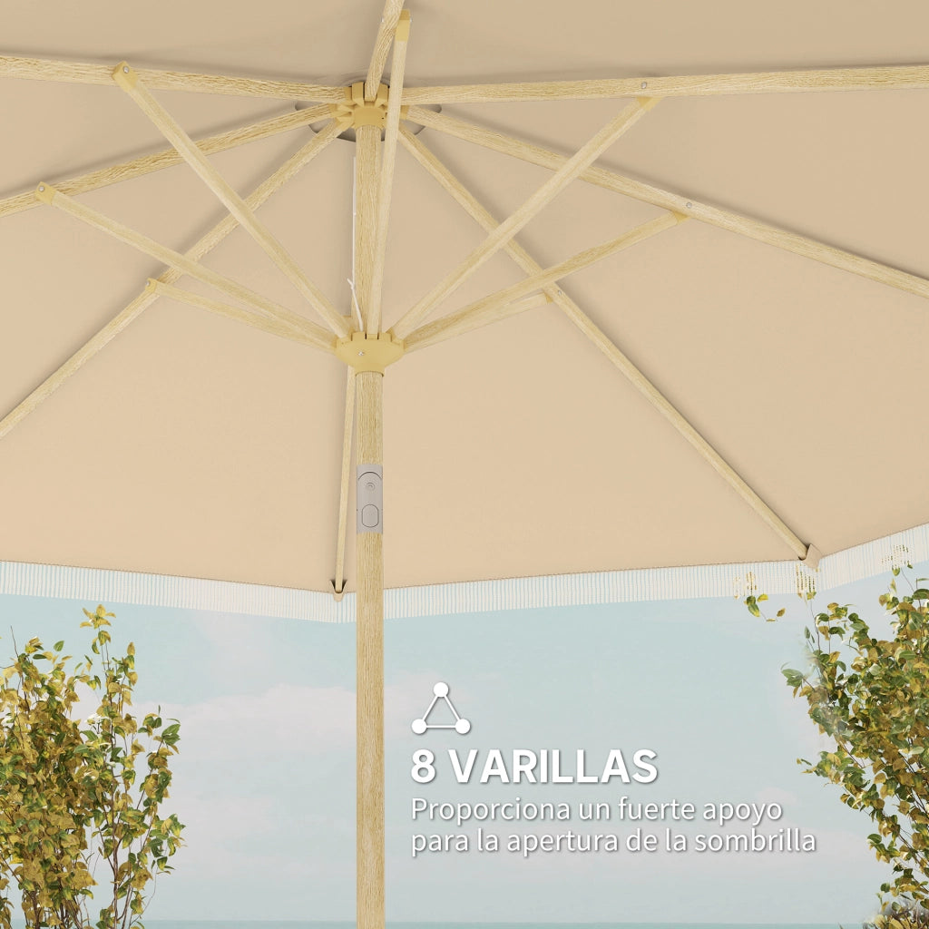 Ombrellone da giardino con manovella e frange ¨C zephmum ¨C crema ?265x244 cm