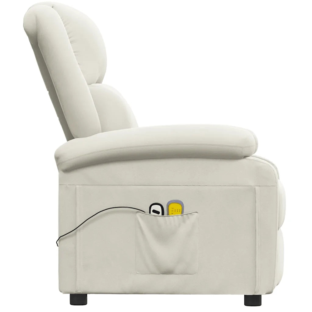 Poltrona Massaggiante Elettrica Crema in Velluto 3098413