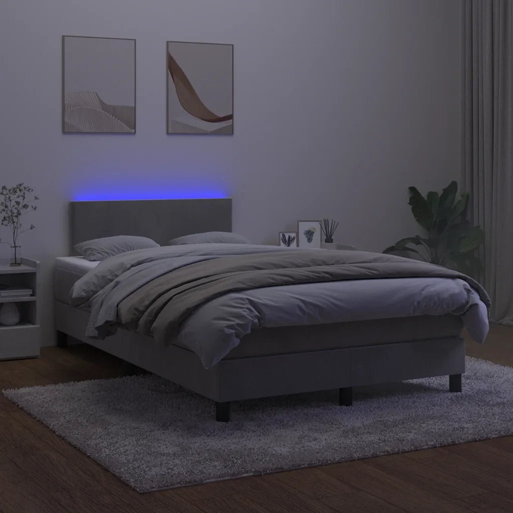 Letto a Molle con Materasso e LED Grigio Chiaro 120x190 cm Velluto 3270141