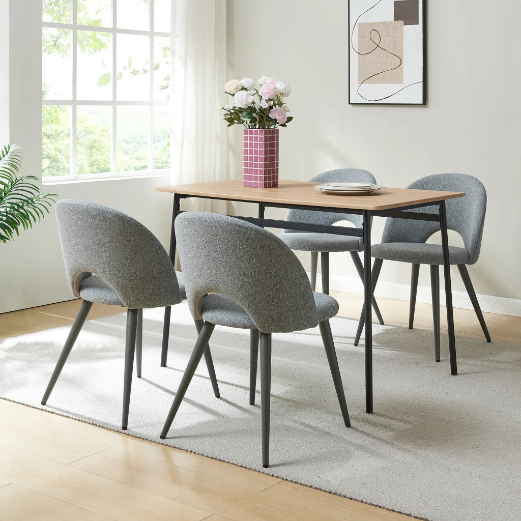 Set Karijoki di 4 Sedie Imbottite da Sala Pranzo Rivestimento in Tessuto - Grigio Scuro [en.casa]