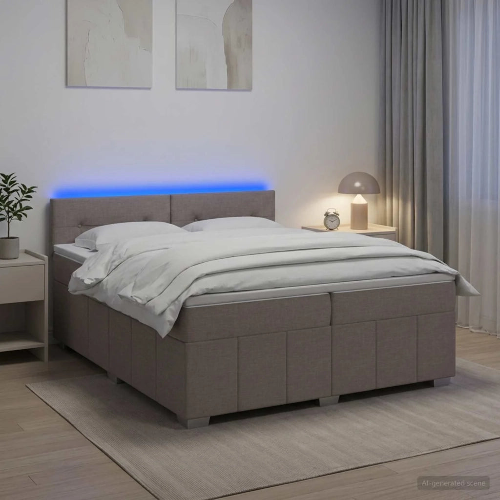 Letto box spring con materasso Tortora 200 x 200 cm Tessuto 3452758