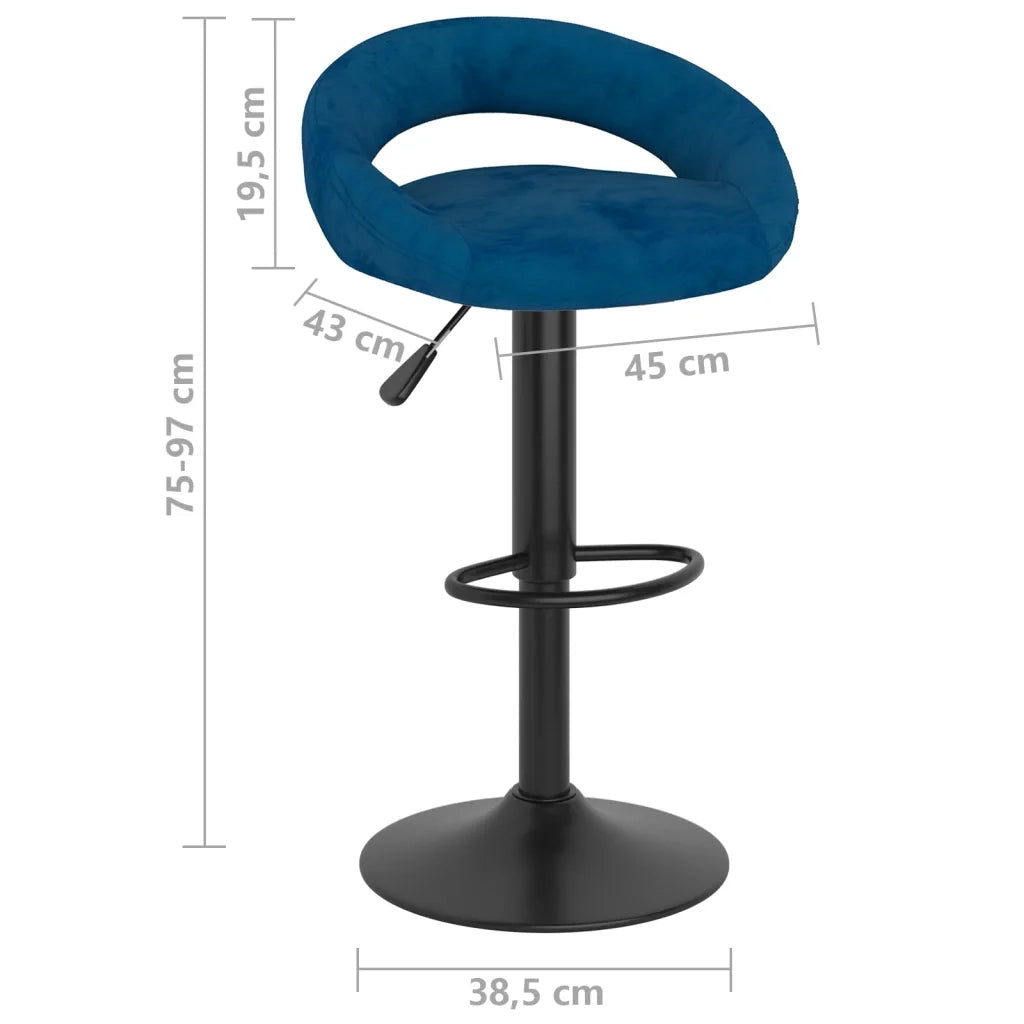 vidaXL Sgabelli da Bar 2 pz Blu in Velluto