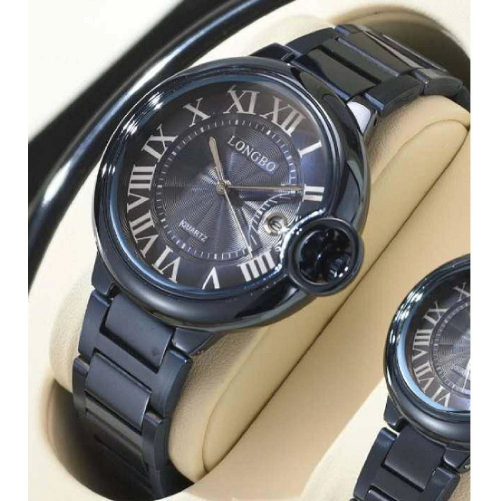 Trade Shop - Orologio Polso Uomo Donna Longbo 80771 Quarzo Calendario Impermeabile Moda Nero -