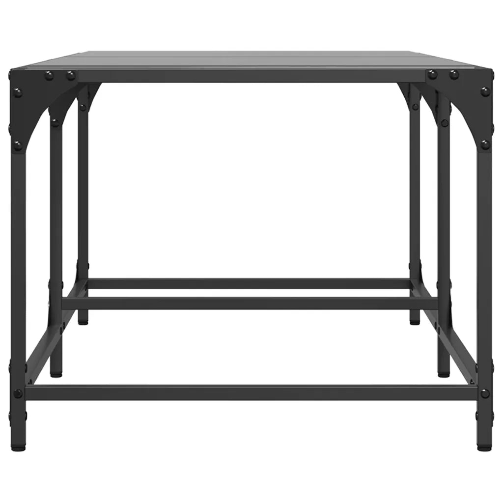 Tavolino da salotto | Tavolino da caff¨¨ | Tavolino da Soggiorno con Piano in Vetro Nero 98,5x50x40 cm Acciaio