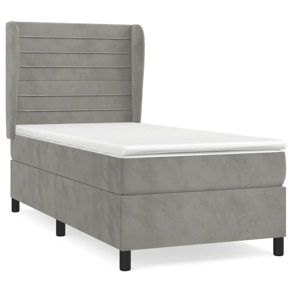 Giroletto a Molle con Materasso Grigio Chiaro 80x200 cm Vellutocod mxl 122216