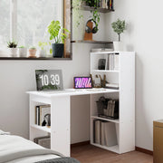 Scrivania lineare con 4 ripiani e 2 vani aperti per ufficio e home office, bianco, 120 × 55 × 120 cm