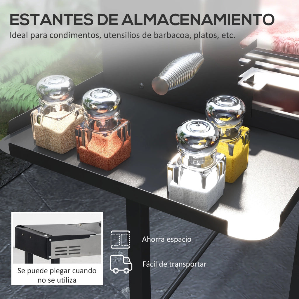 Barbacoa Portatile con Girarrosto ¨C zephmum ¨C Grigio 118x32x90 cm