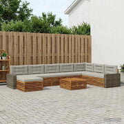 Set di divani da esterno 9 pz Naturale e Grigio Chiaro 3383759