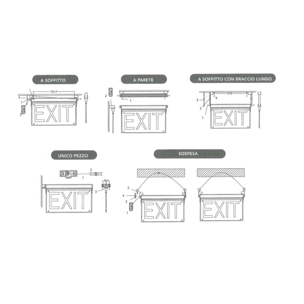 Trade Shop - Lampada Led D'emergenza Anti Blackout Segnale Uscita Scritta Exit Ip23 Luce 6500k Lt-45338 -