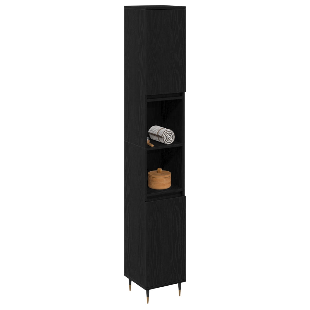 Mobile da bagno  Nero Rovere 30x30x190 cm in Legno ingegnerizzato