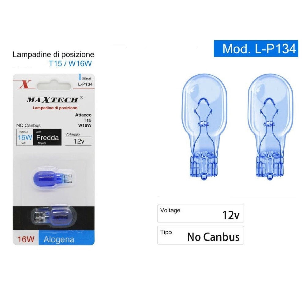 Trade Shop - Lampadine Posizione T15 W16w 12v Auto 16w Luce Fredda Alogena No Canbus L-p134 -