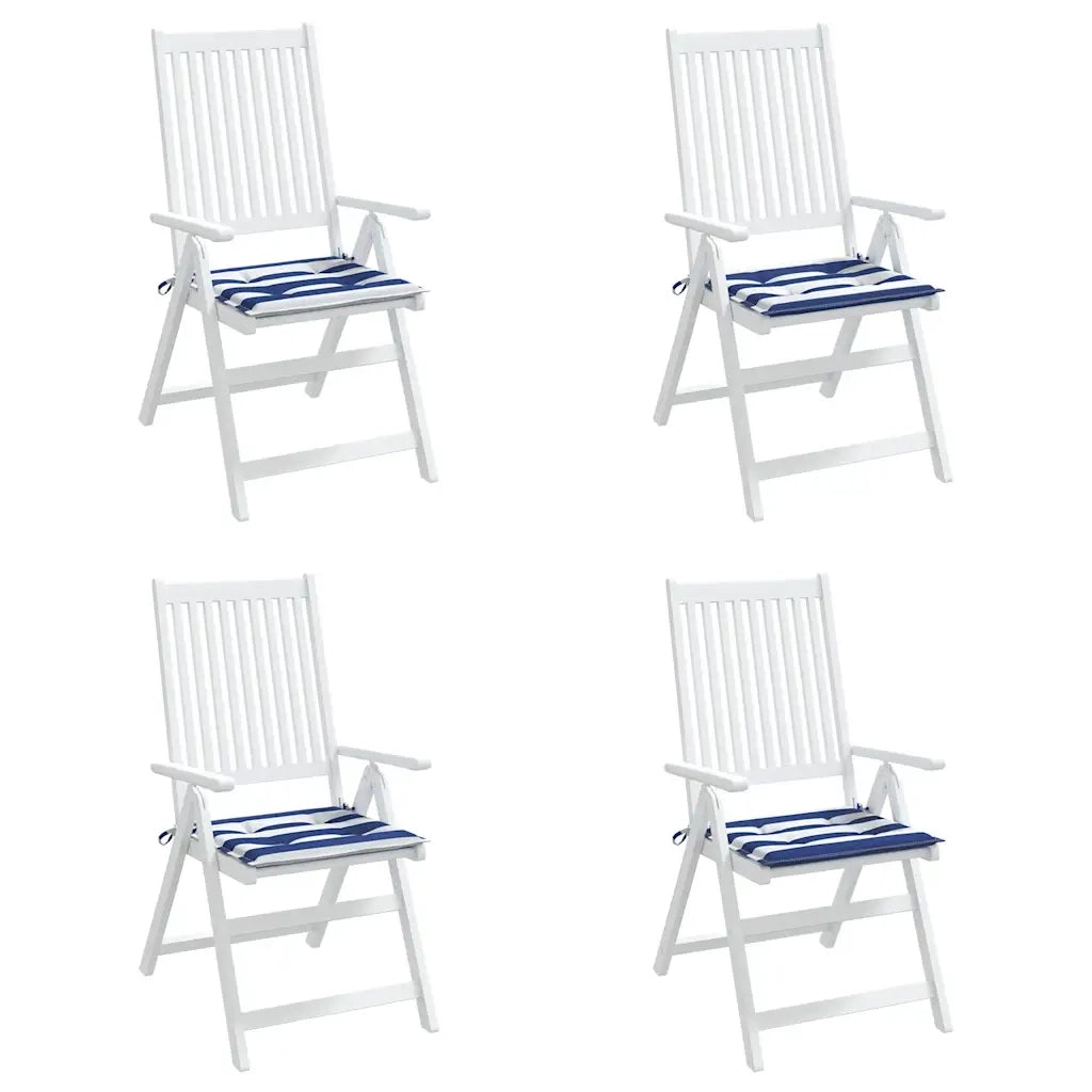 Cuscini per Sedia 2pz Strisce Bianche e Blu 50x50x4 cm Tessuto 361078