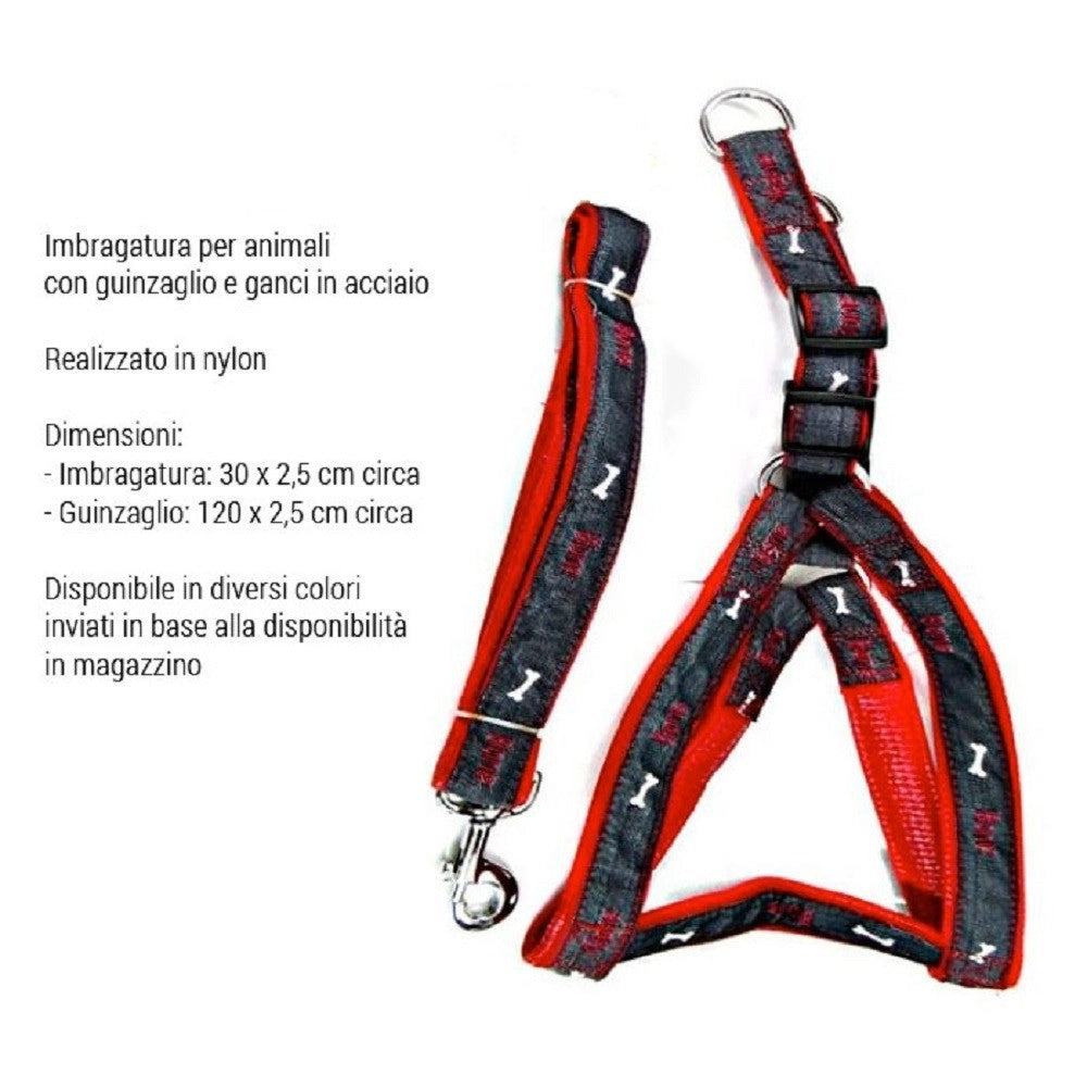 Trade Shop - Imbragatura Con Guinzaglio Per Cani Animali Cane In Nylon E Acciaio Vari Colori -