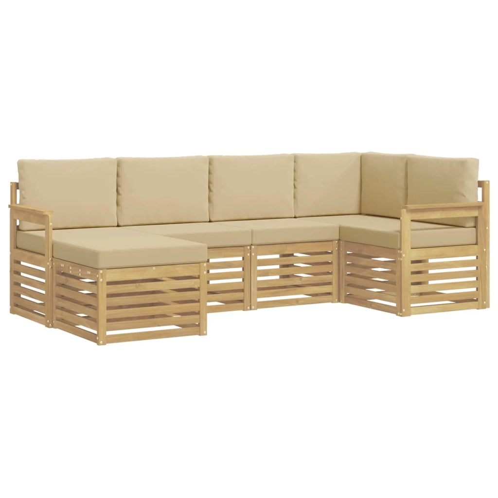 Set di divani da esterno 6 pcs Bianco e Beige