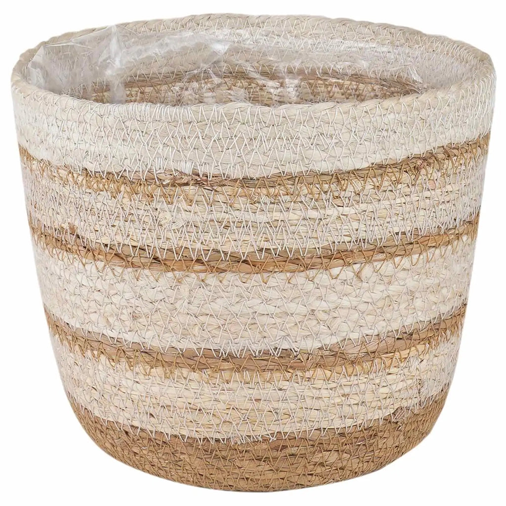 Cesti per piante in erba marina 3 pcs Naturale, Bianco e Beige