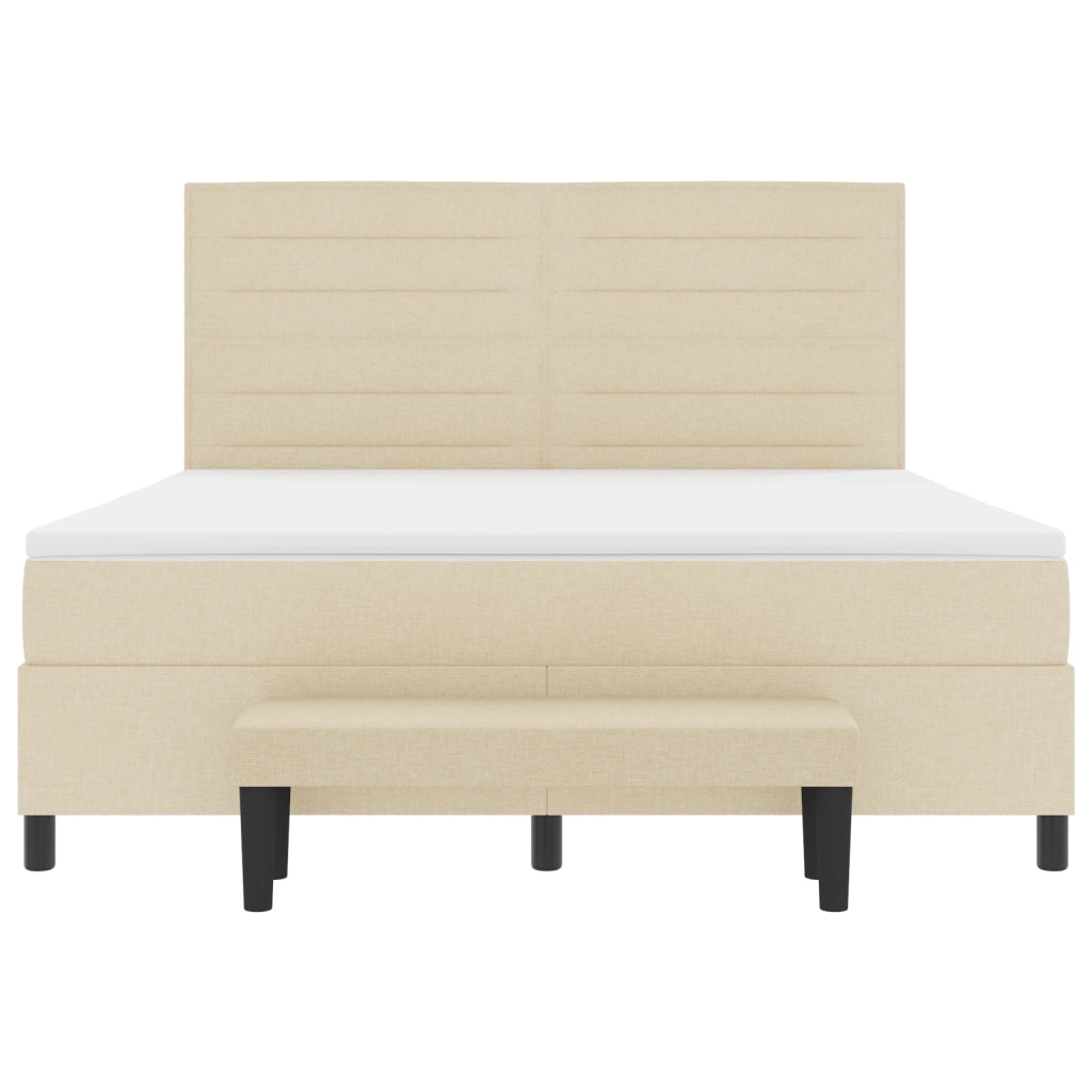 Letto con Box Spring con Materasso e Panca Crema 180x200 cm Tessuto