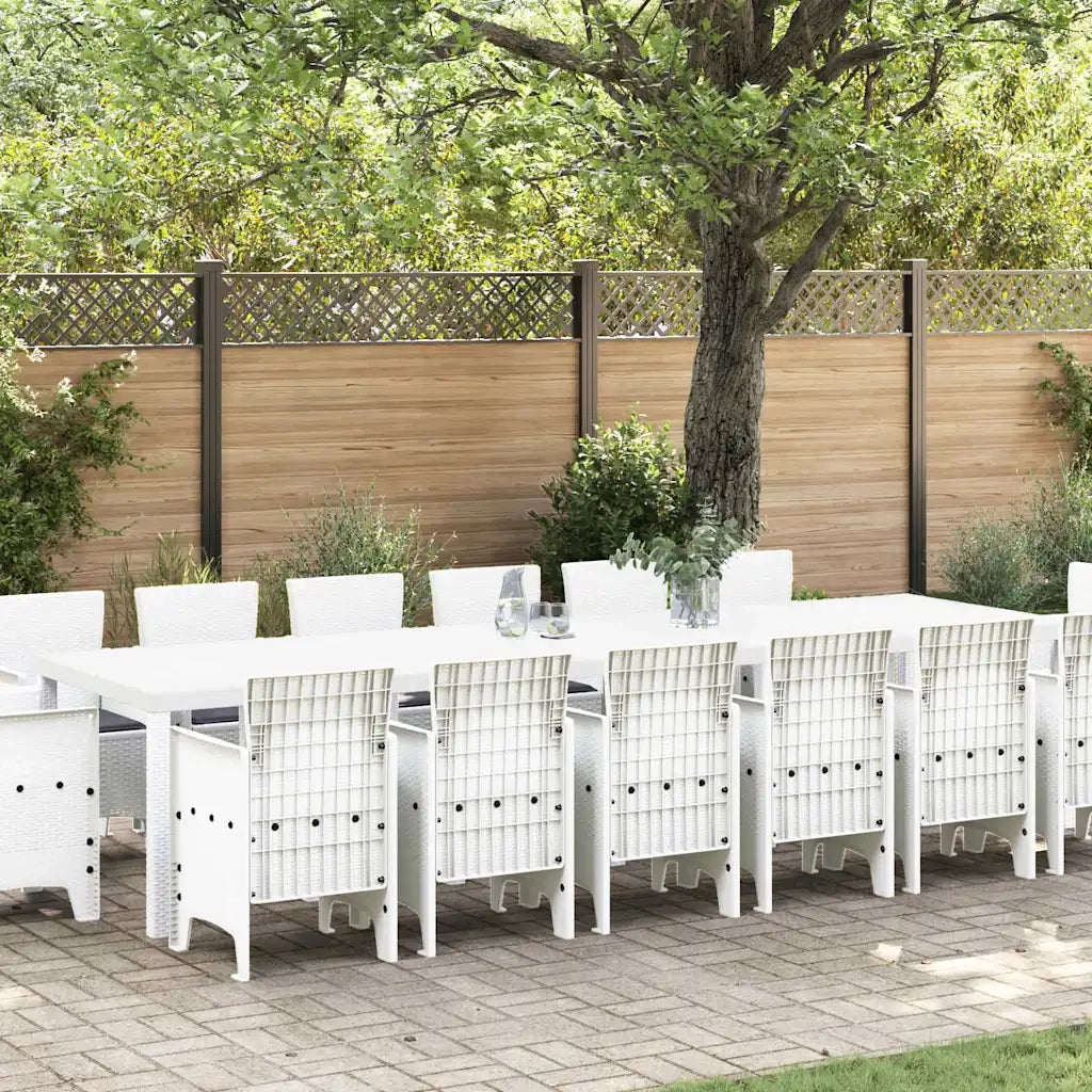 Set da Pranzo per Giardino 15 pcs Bianco Rattan Polt 3378645