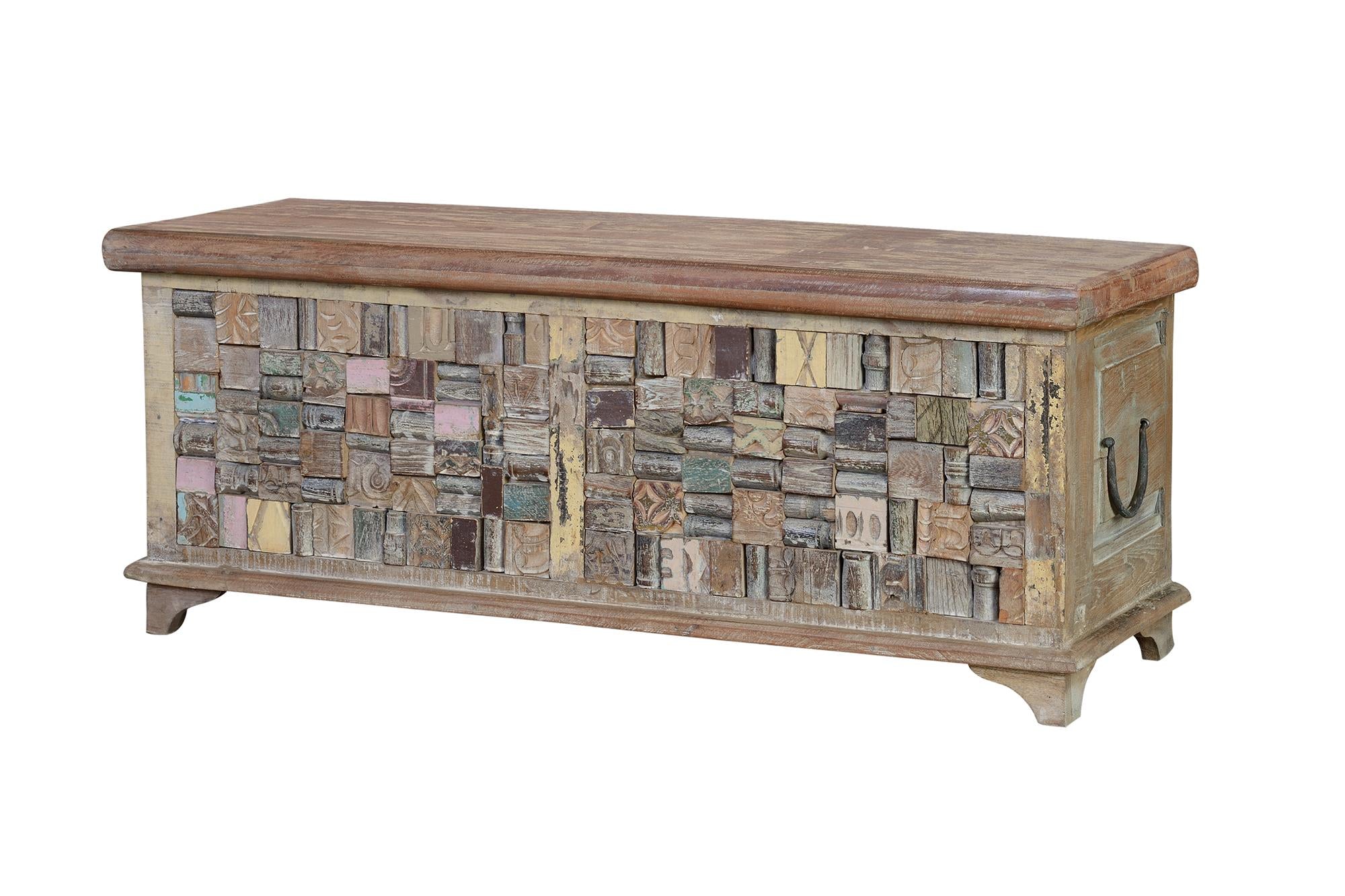 Cassapanca in massello di mango e legno di ricicle