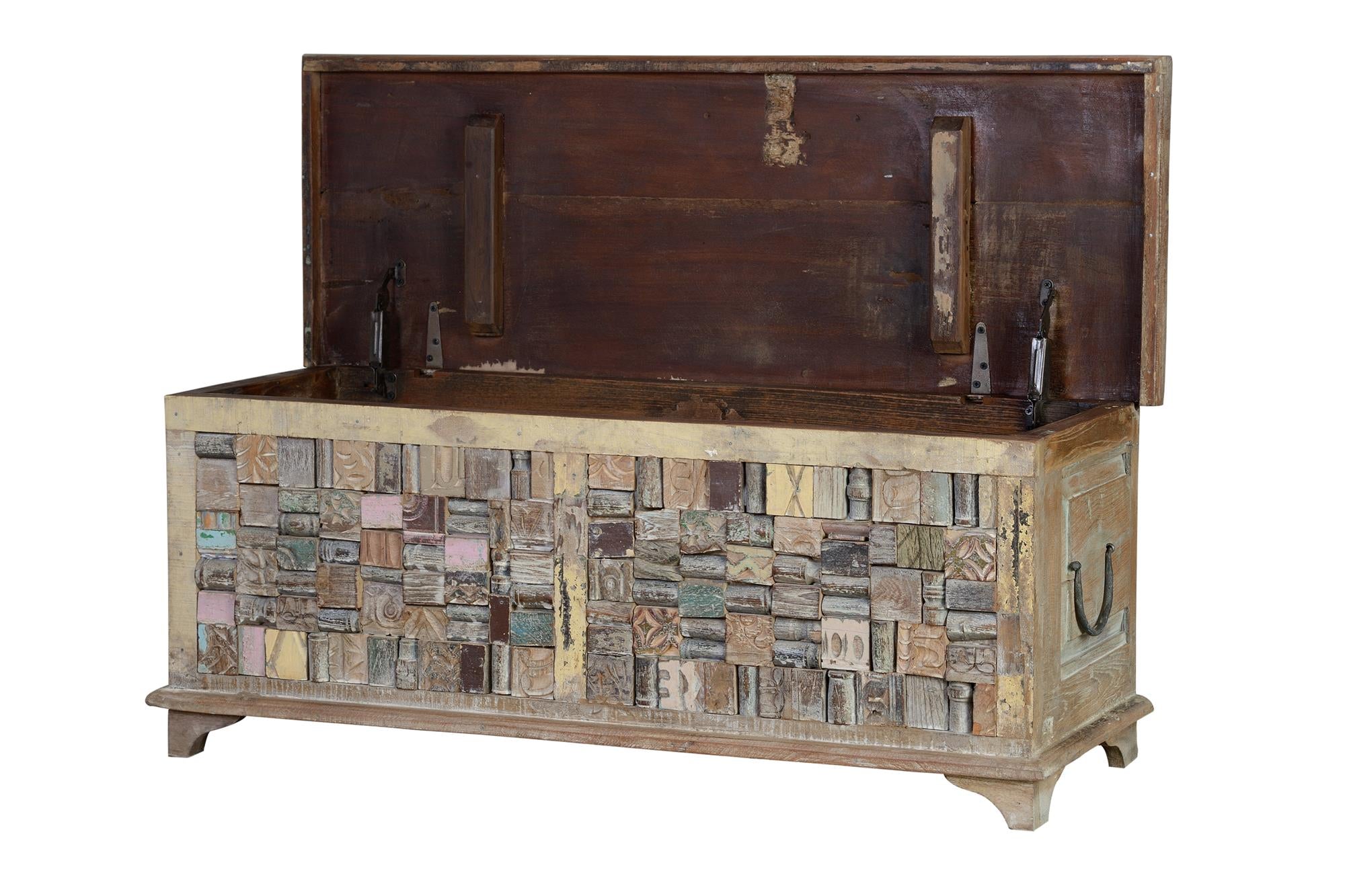 Cassapanca in massello di mango e legno di ricicle