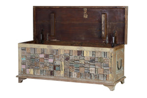 Cassapanca in massello di mango e legno di ricicle