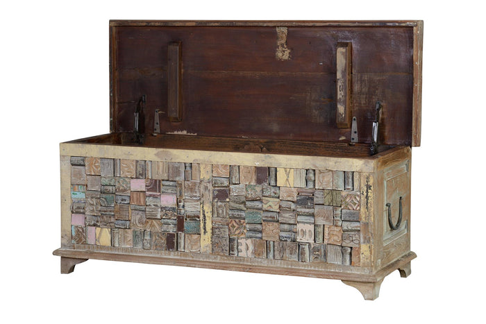 Cassapanca in massello di mango e legno di ricicle