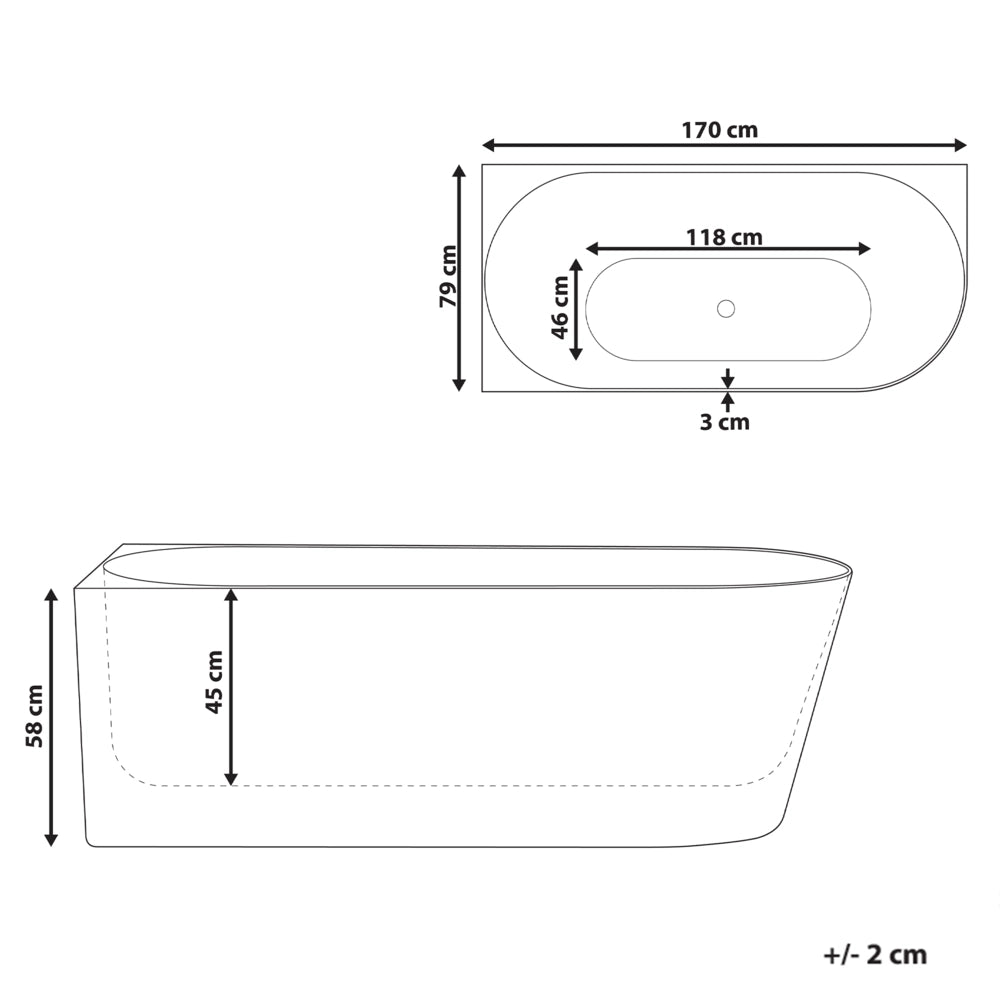Vasca da bagno angolare 170 x 79 cm bianco opaco in stile moderno lato destro